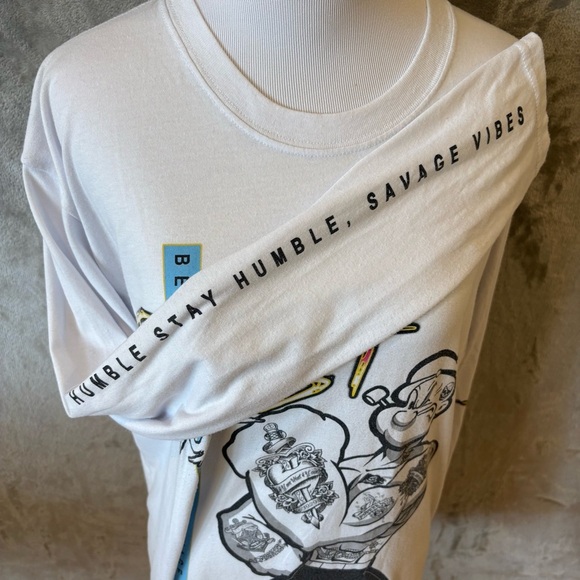 Popeye Cartoon Graphic Long Sleeve Shirt Sz L - Picture 4 of 10